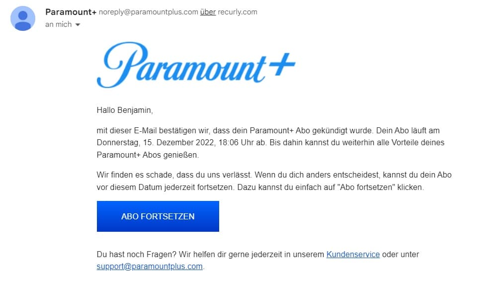Paramount Plus Mitgliedschaft Kundigung